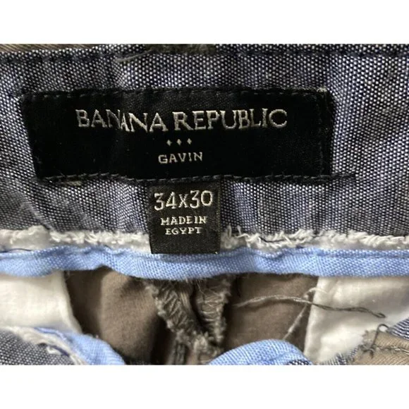 Banana Republic Chino Pants Gavin Men's 34x30 Green Straight Leg Cotton Mid Rise - Picture 3 of 7